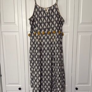 Uncle Frank Gray and White Patterned Dress with Yellow Accents